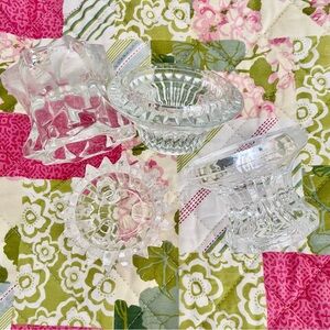 Vintage Set of Four Miscellaneous sizes Clear Crystal candlestick holders